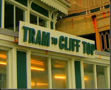 tram to cliff top sign